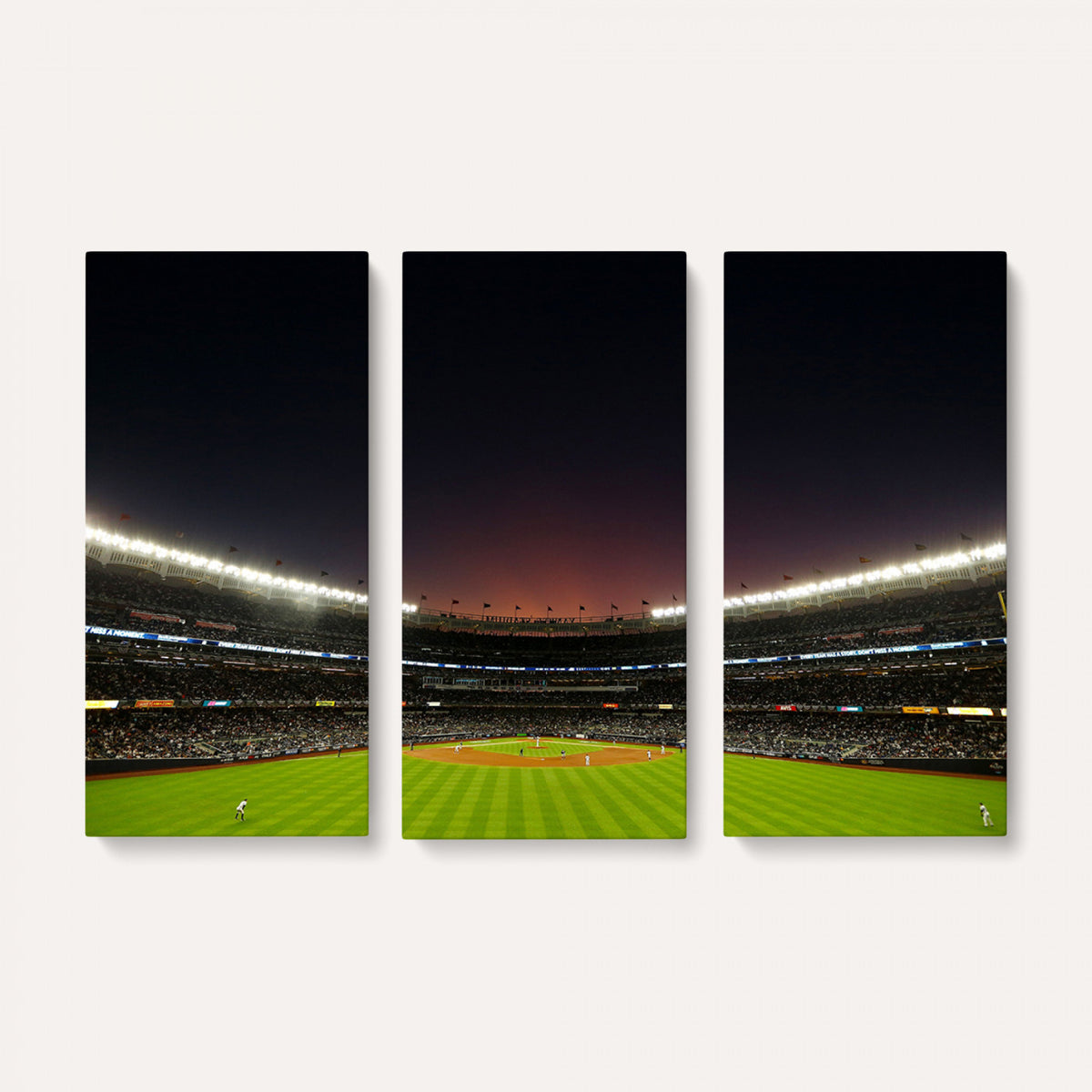 59138-MGV-CV-36X24 - Yankee Stadium Night Game Triple Canvas, New York Yankees Stadium Wall Art