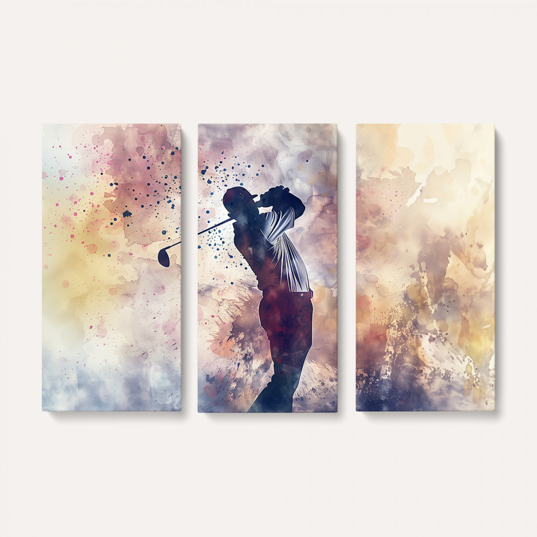 Abstract Watercolor Golf Player Wall Art Canvas Print
