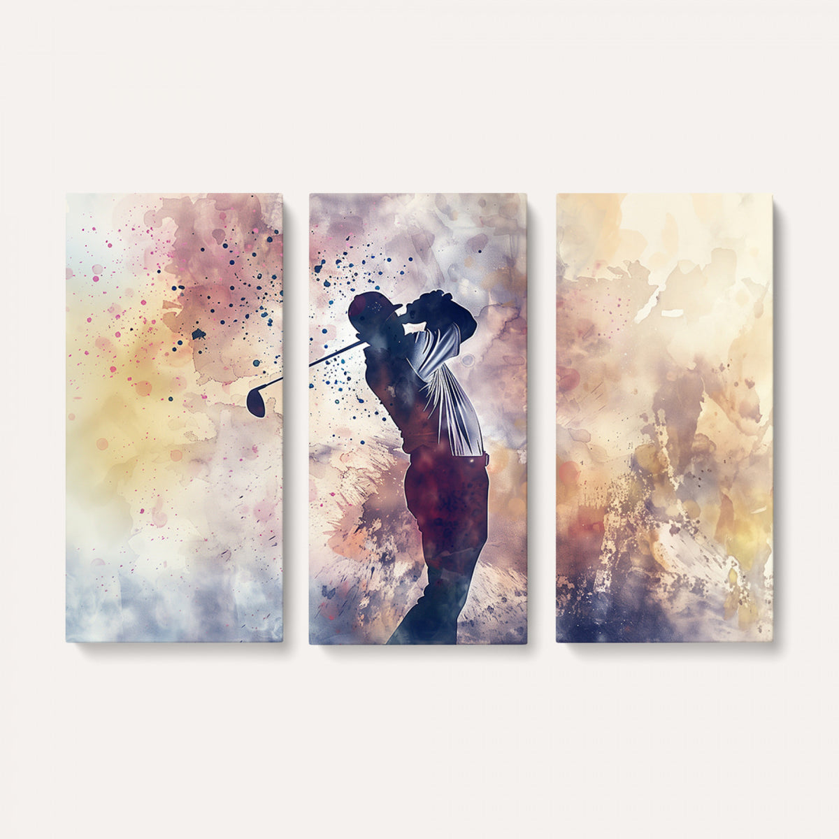 10848-MGV-CV-36X24 - Abstract Watercolor Golf Player Wall Art Canvas Print