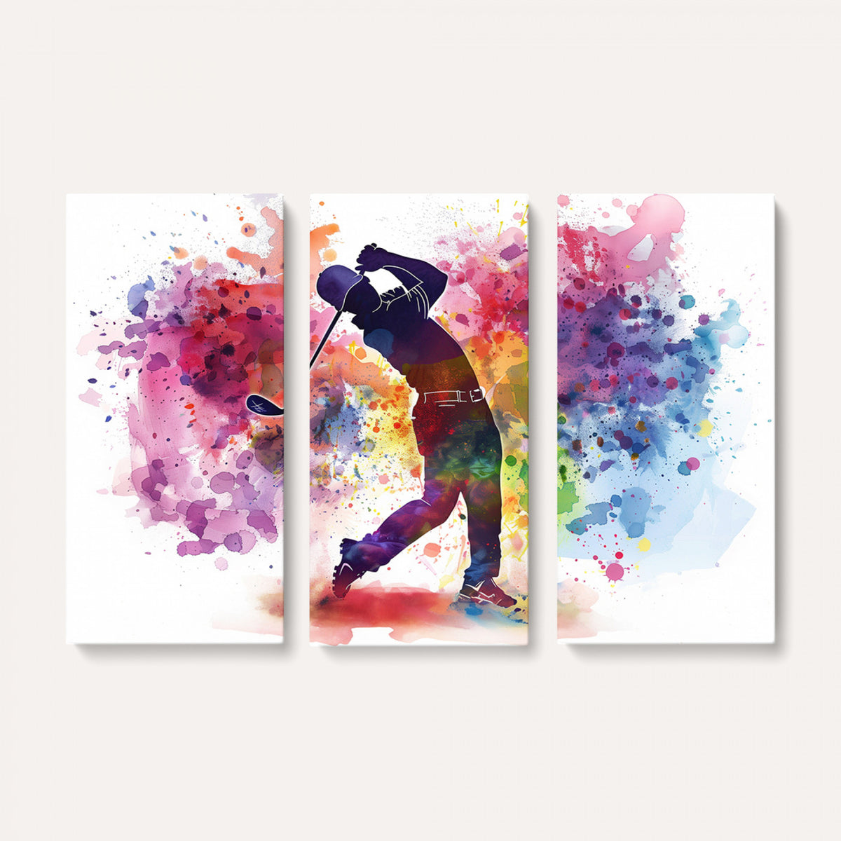 66537-MGV-CV-36X24 - Colorful Golfer Swing Wall Art Canvas Print, Ready to Hang