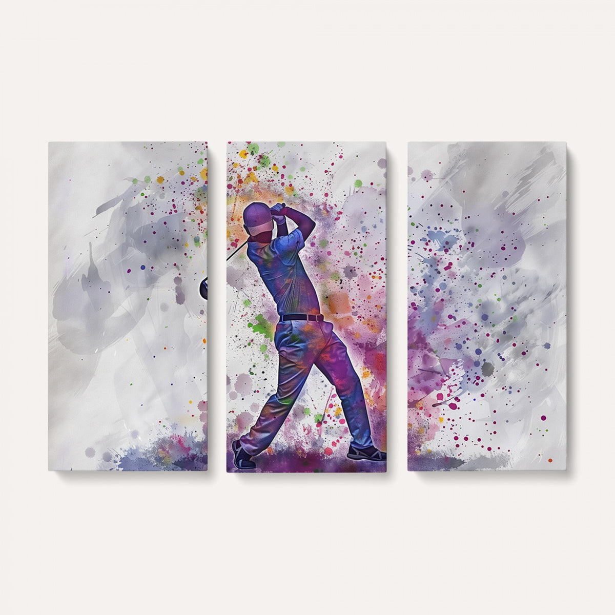 60116-MGV-CV-36X24 - Watercolor Golf Swing Wall Art Canvas Print, Vibrant, Framed and Ready to Hang