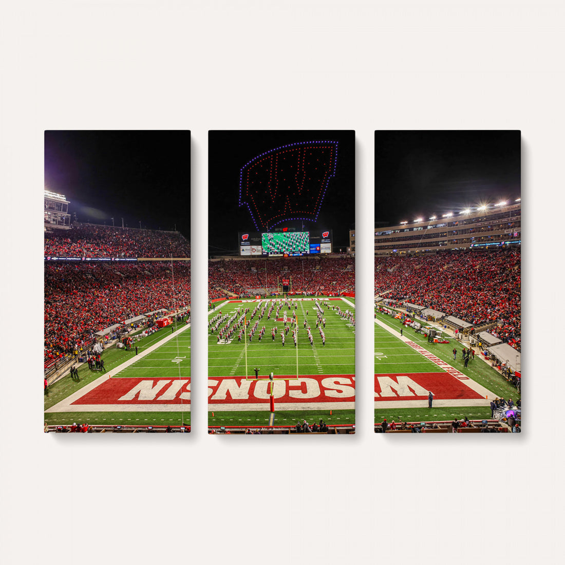 Wisconsin Badgers Football Team Print Canvas, Madison Camp Randall Stadium