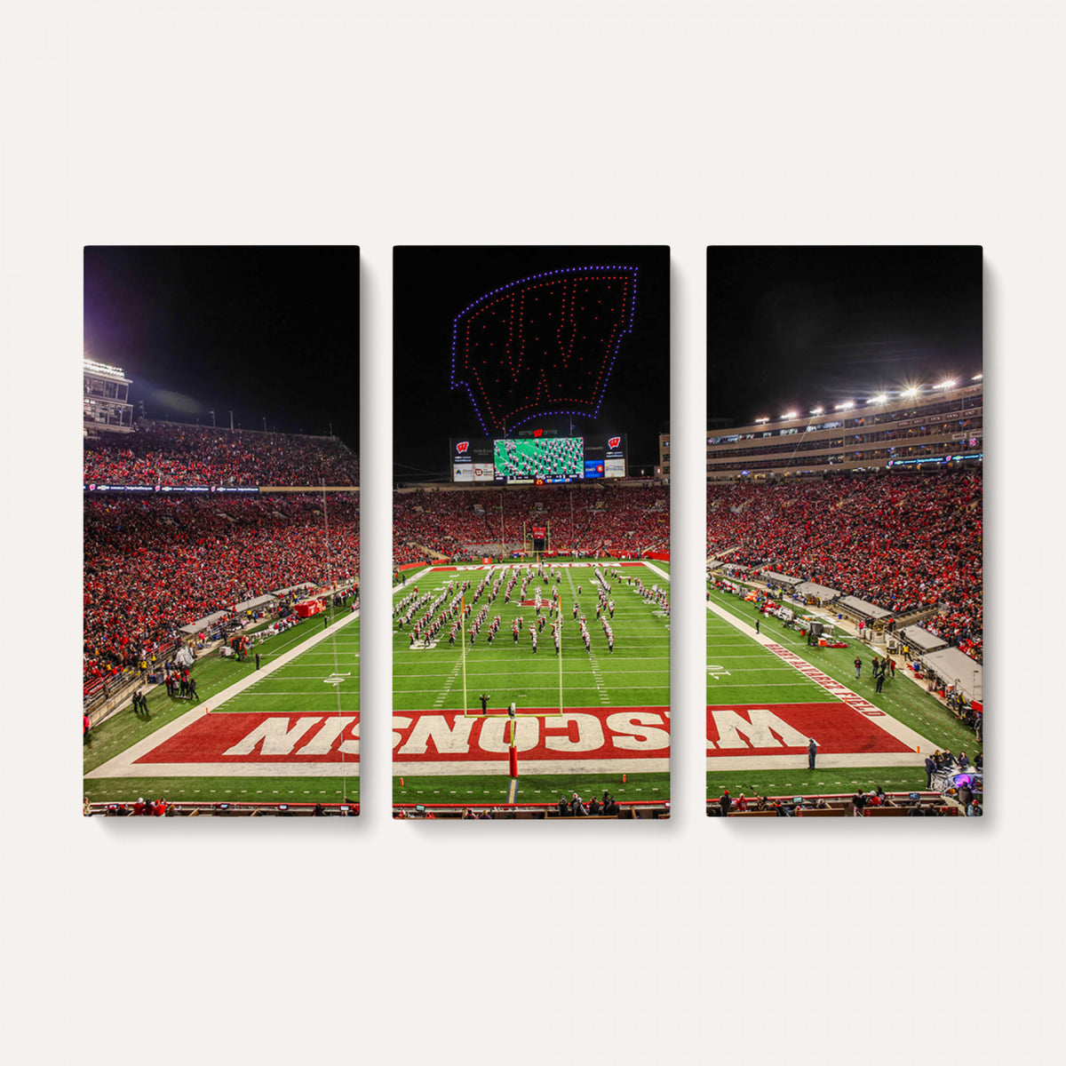 34125-MGV-CV-36X24 - Wisconsin Badgers Football Team Print Canvas- Madison Camp Randall Stadium Wall Art Canvas Print