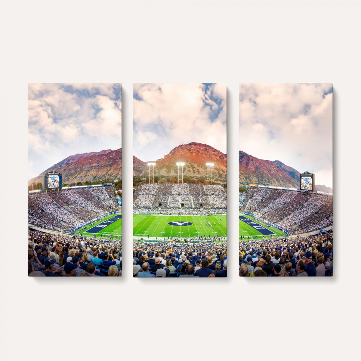 85734-MGV-CV-36X24 - Brigham Young University Cougars Football Team Print - Provo LaVell Edwards Stadium Wall Art Canvas