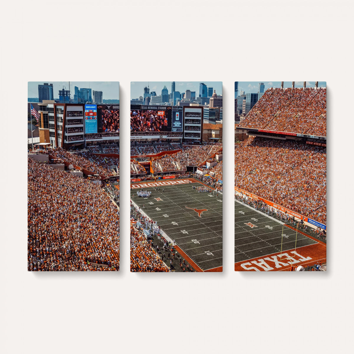92103-MGV-CV-36X24 - University of Texas Longhorns Football Team Print - Austin Darrell K Royal-Texas Memorial Stadium