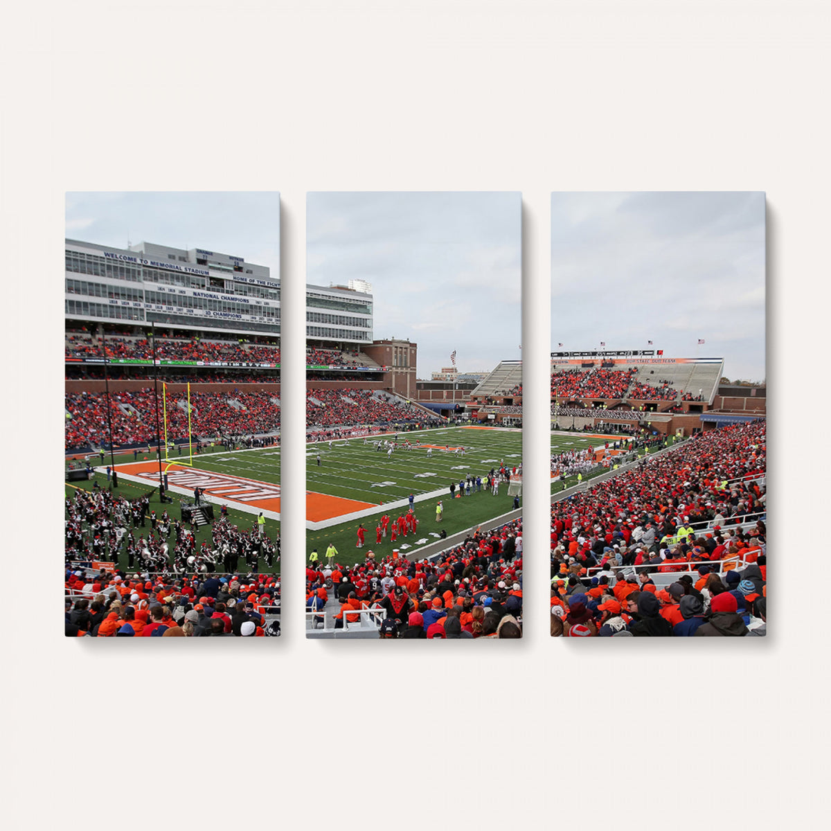 86851-MGV-CV-36X24 - University of Illinois Fighting Illini Football Team Print - Champaign Illinois Memorial Stadium