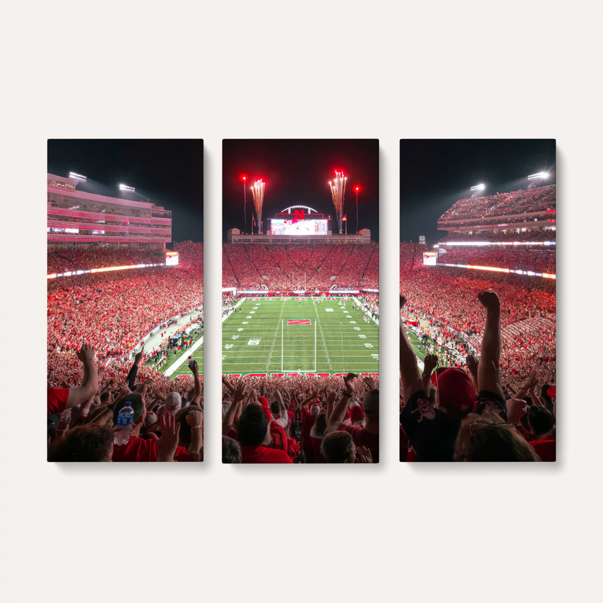 43351-MGV-CV-36X24 - University of Nebraska Cornhuskers Football Team Print - Lincoln Memorial Stadium Wall Art Canvas
