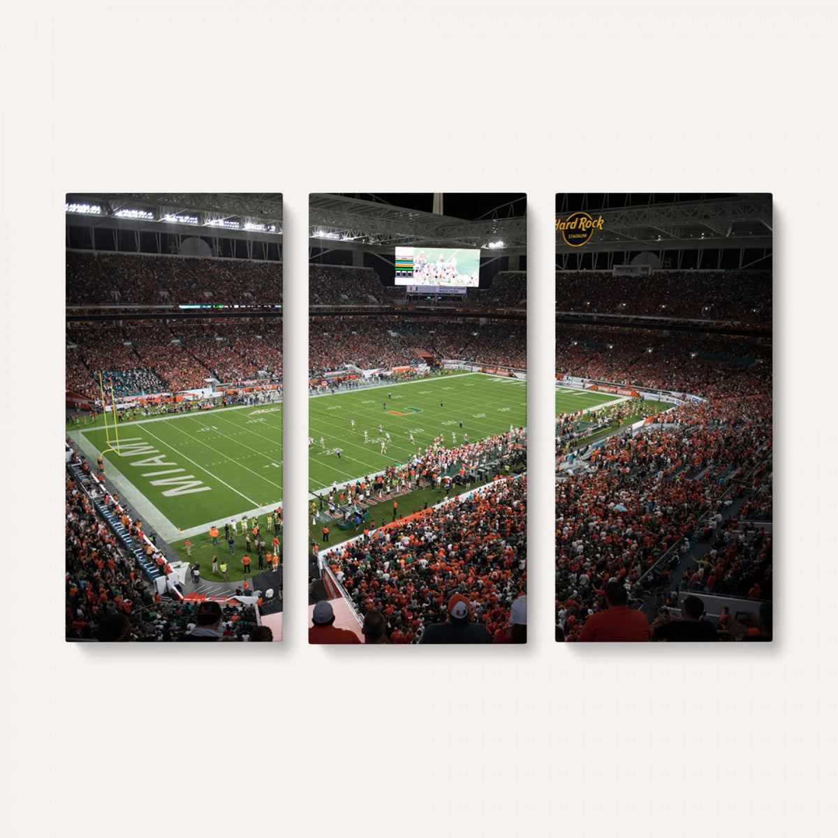 33698-PAN-FL-20X10 - Miami Hurricanes Football Team Print Canvas- Miami Hard Rock Stadium Wall Art Canvas Print
