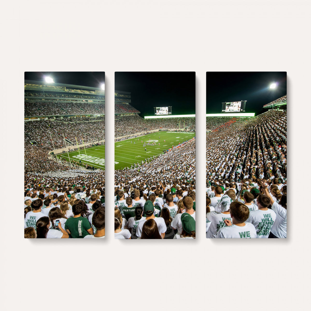 30457-PAN-FL-20X10 - Michigan State Spartans Football Canvas Print - East Lansing Spartan Stadium Wall Art Canvas Print