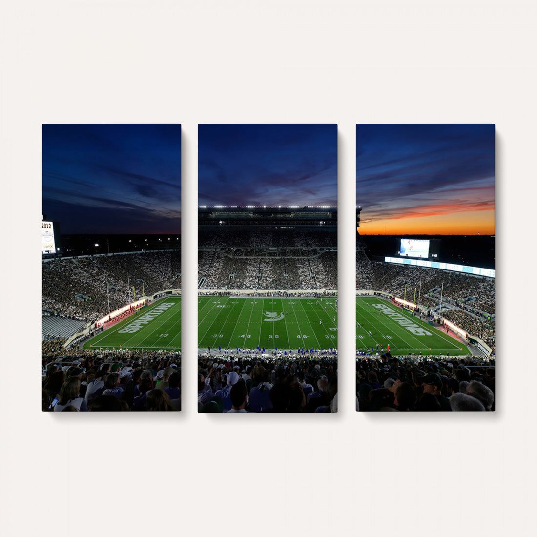 Michigan State Spartans Football Team Print, East Lansing, Home Bar Wall Decor
