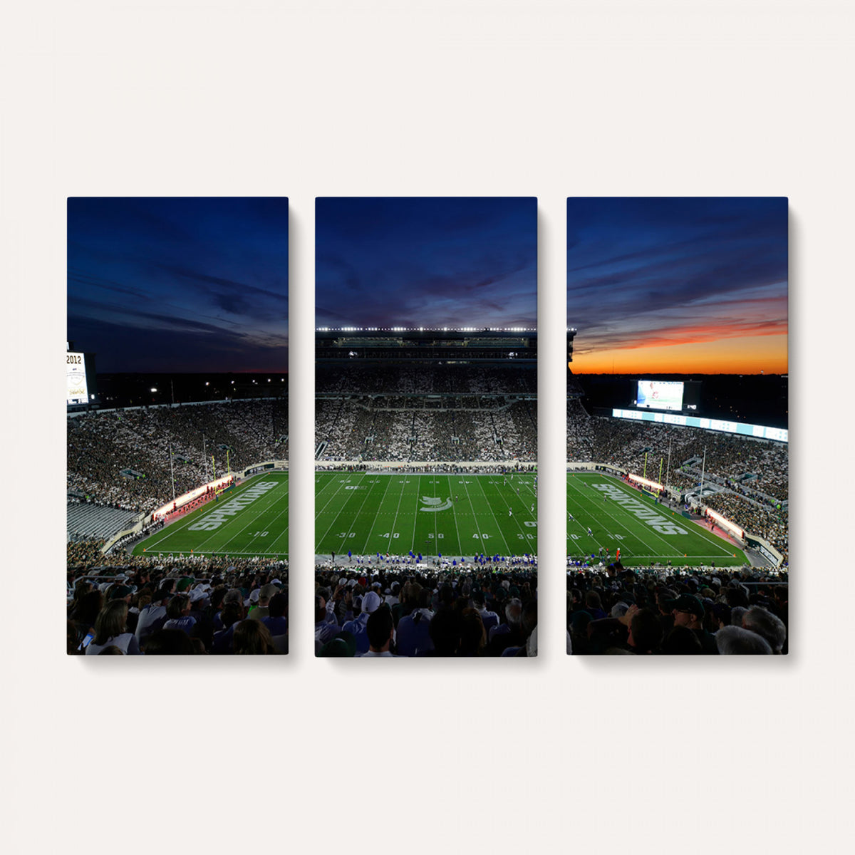 49074-PAN-FL-20X10 - Michigan State Spartans Football Team Print - East Lansing Spartan Stadium Canvas Print