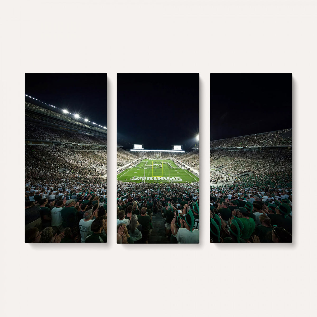 57523-PAN-FL-20X10 - Framed Michigan State Spartans Football Team Print - East Lansing Spartan Stadium Wall Art Canvas
