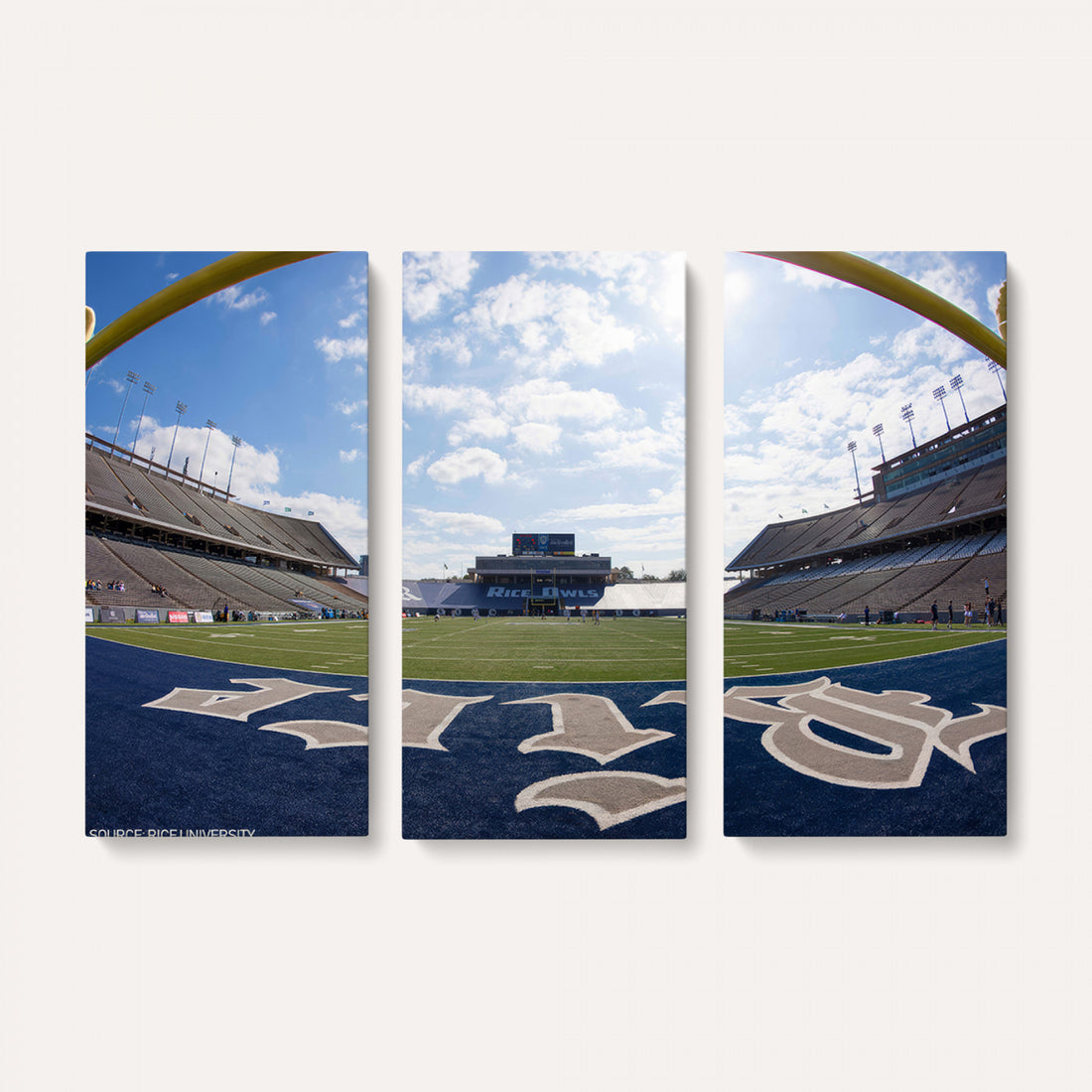 Rice University Owls Football Team Print, Houston Rice Stadium, Framed and Ready to Hang