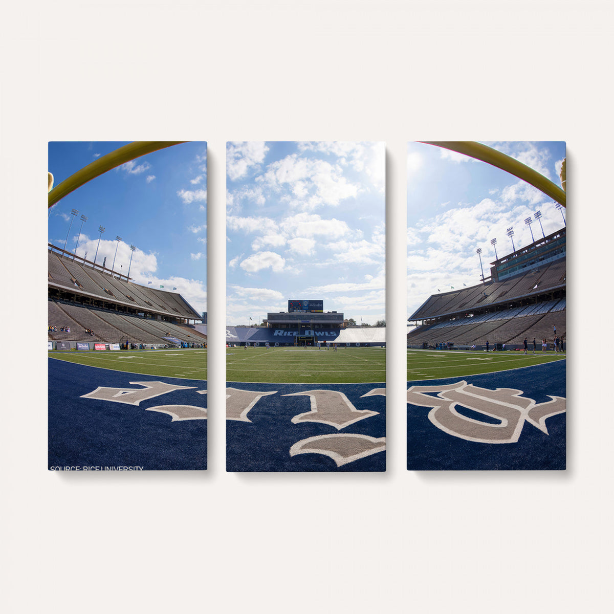50267-MGV-CV-36X24 - Rice University Owls Football Team Print, Houston Rice Stadium, Framed and Ready to Hang