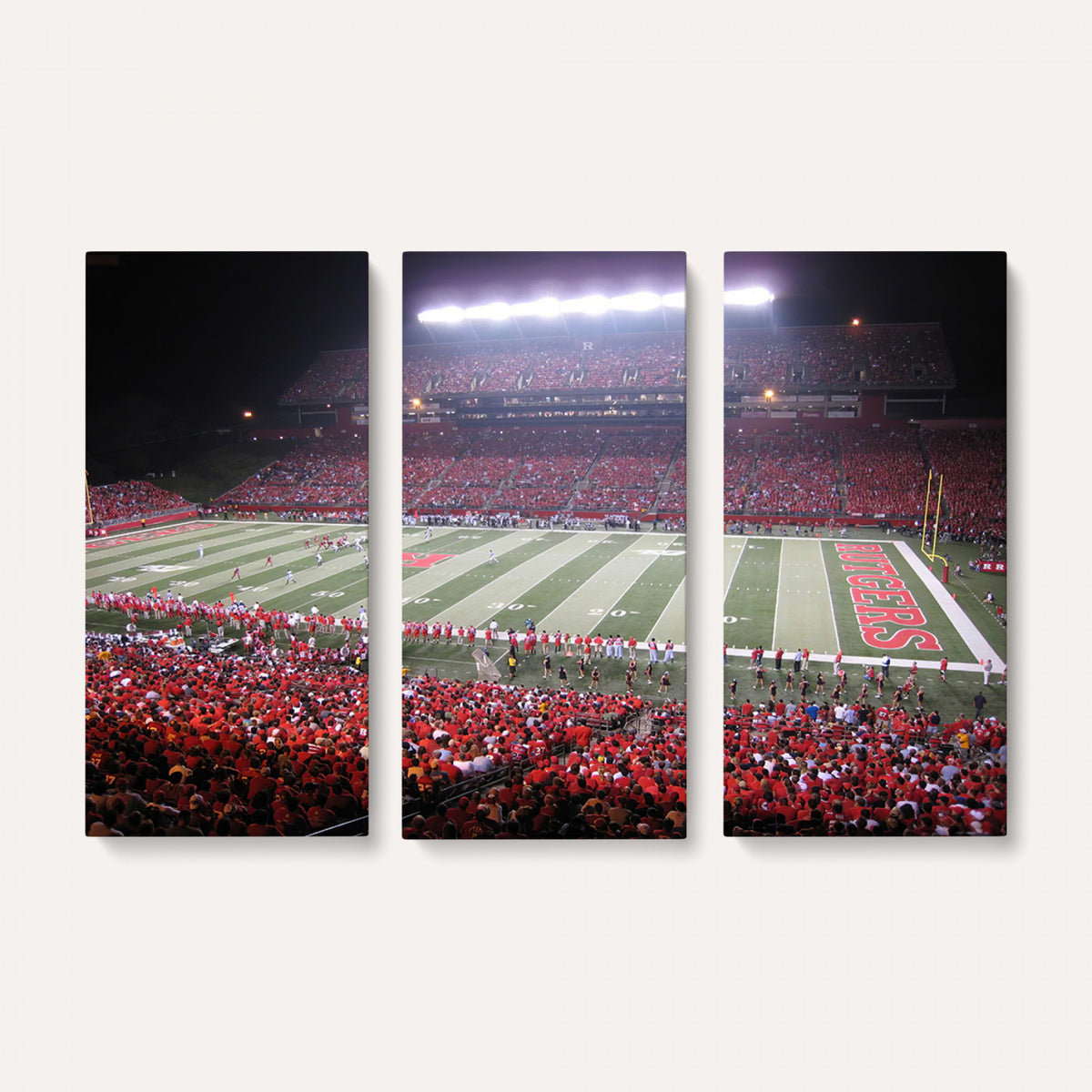 53225-PAN-FL-20X10 - Rutgers University Scarlet Knights Football Team Print - Piscataway SHI Stadium Wall Art Canvas