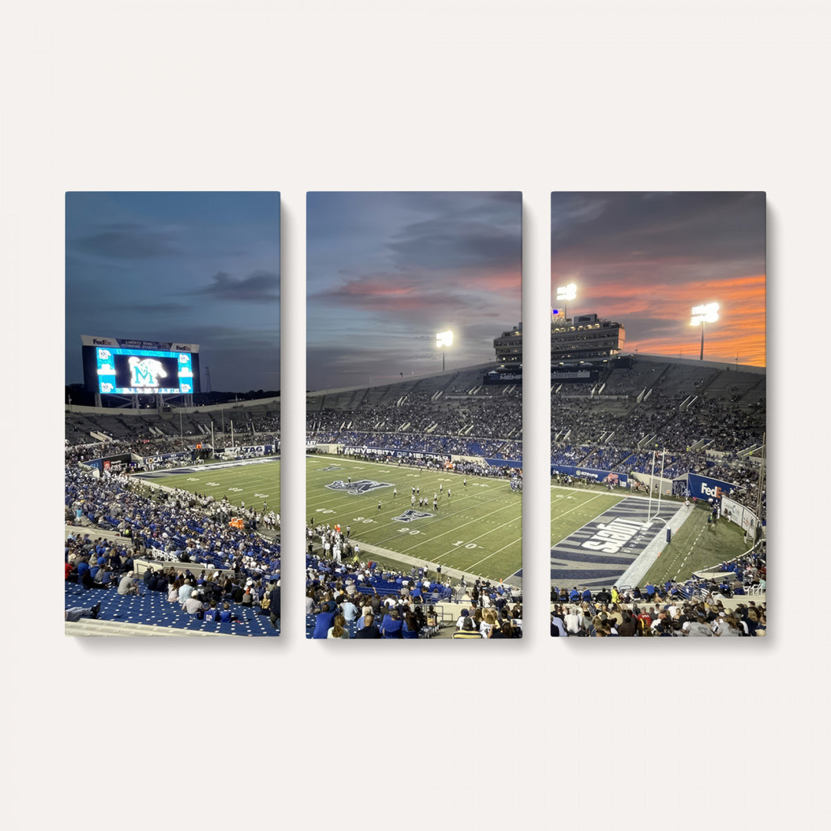 64409-PAN-FL-20X10 - Memphis Tigers Football Team Print - Memphis Simmons Bank Liberty Stadium Wall Art Canvas Print