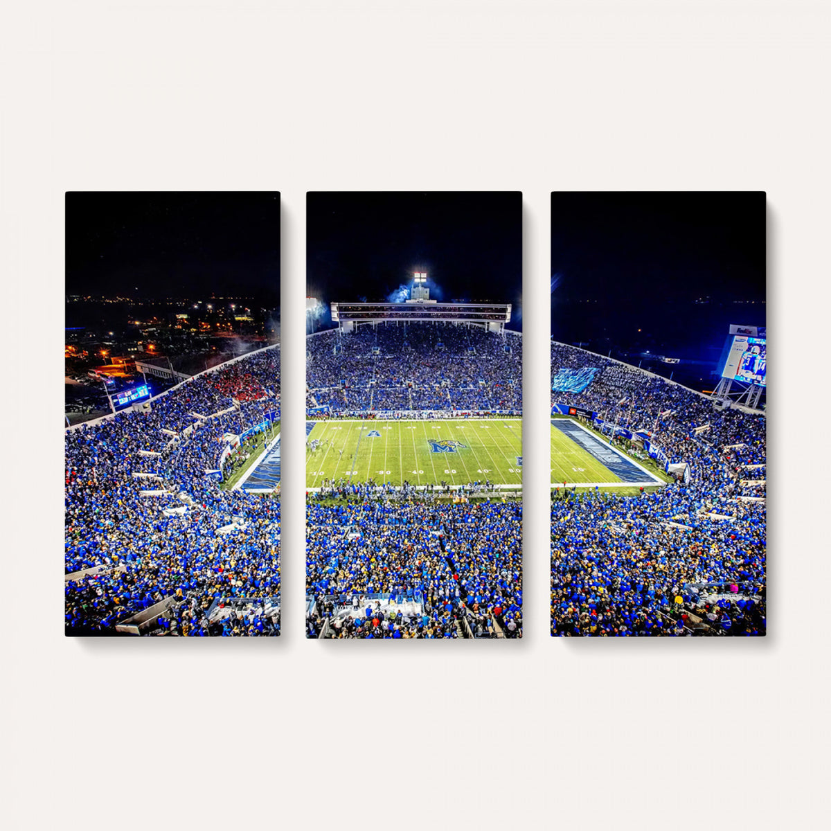 11665-PAN-FL-20X10 - University of Memphis Tigers Football Team Print - Memphis Simmons Bank Liberty Stadium Wall Art