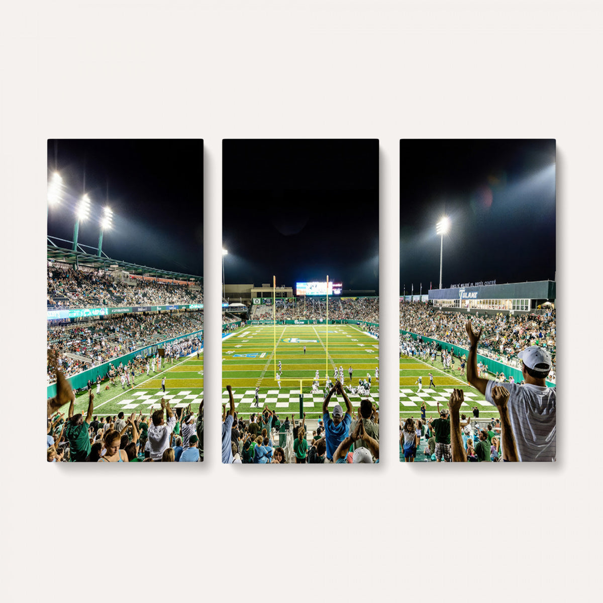 56448-MGV-CV-36X24 - The Tulane University Green Wave Football Team Print, New Orleans Yulman Stadium