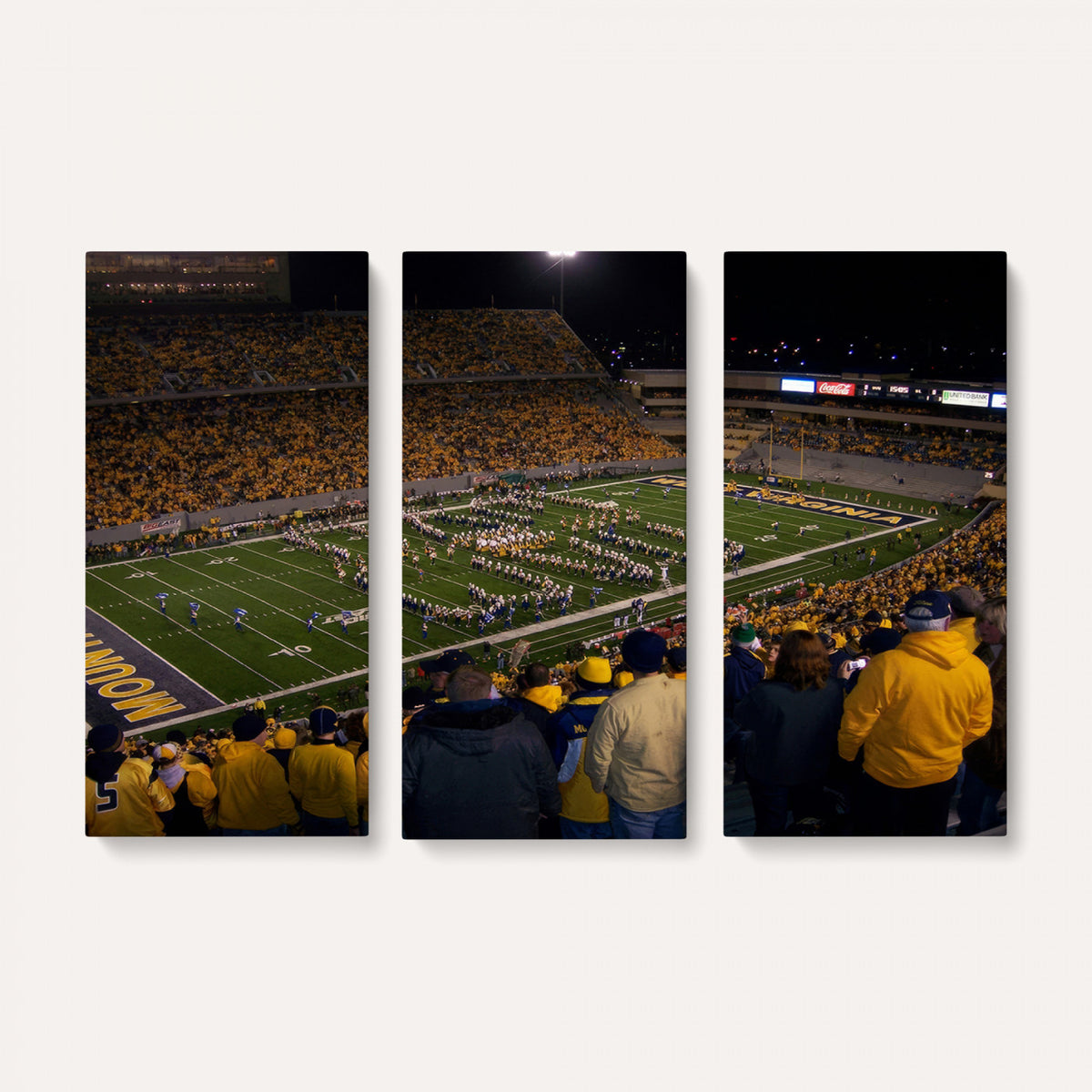 58154-MGV-CV-36X24 - West Virginia University Mountaineers Football Team Print, Milan Puskar Stadium, Morgantown