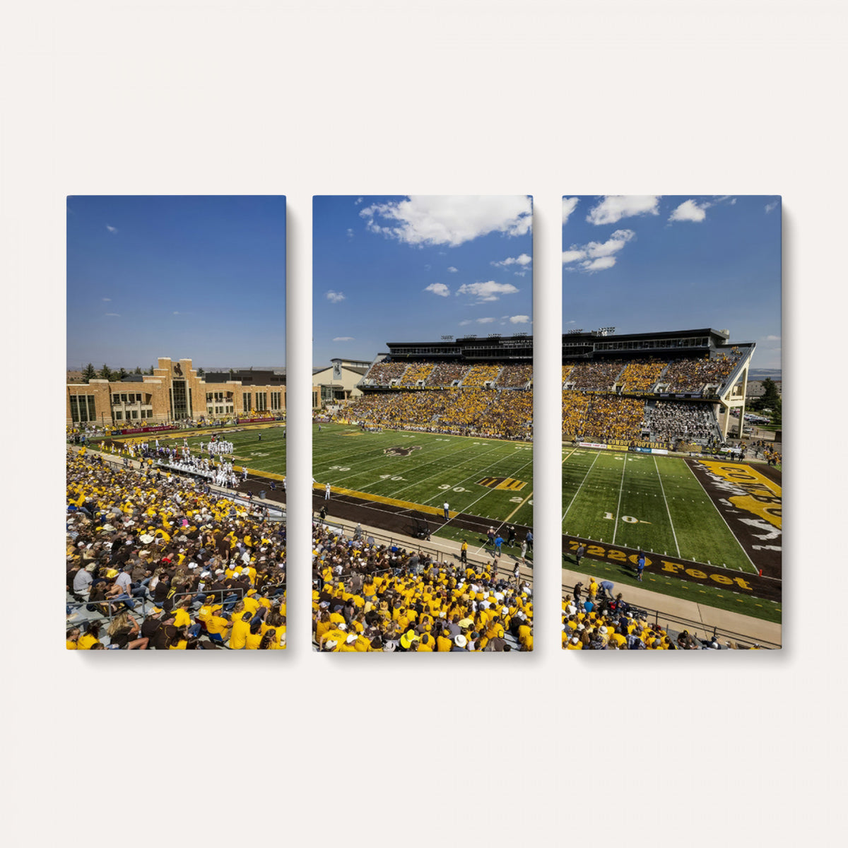 75112-MGV-CV-36X24 - University of Wyoming Cowboys Football Team Print, Laramie, Home Bar Wall Decor