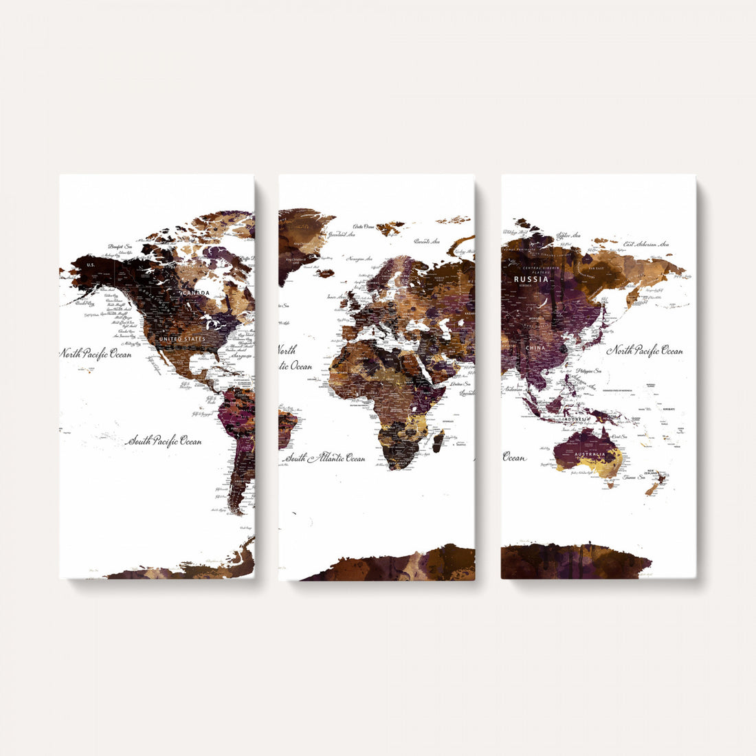 World Map Canvas Print | Detailed Map of the World Wall Art