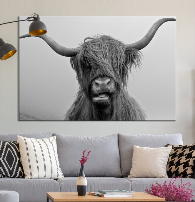 Texas Cow Wall Art Canvas Print