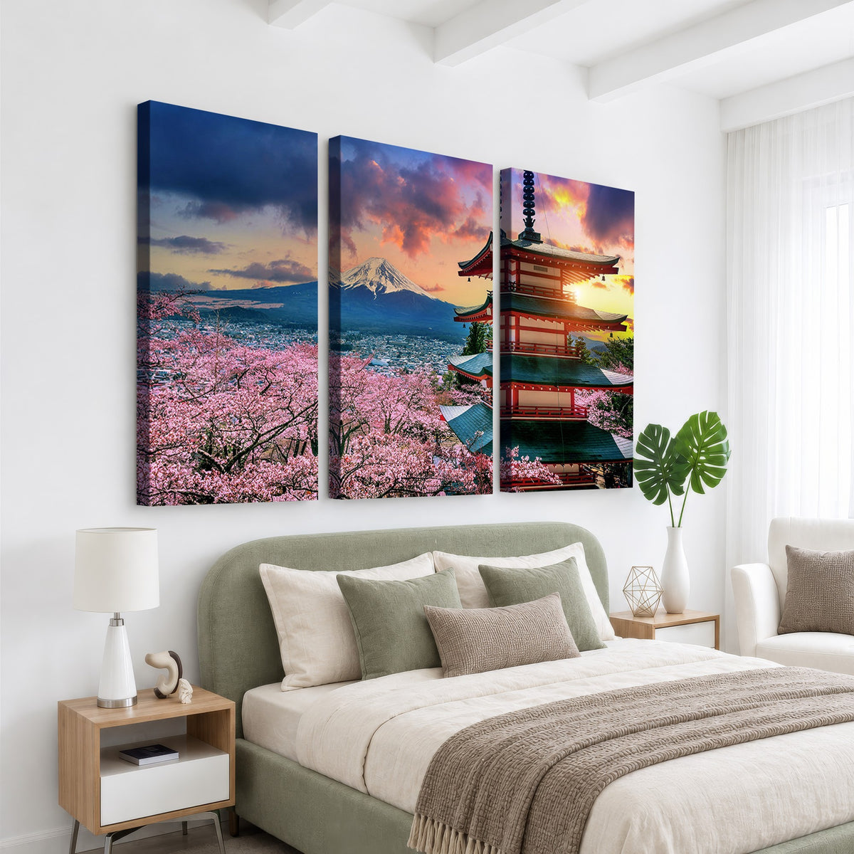 95987-MGV-CV-24X16 - Cherry Blossoms Canvas Print, Chureito Pagoda and Mount Fuji Wall Art