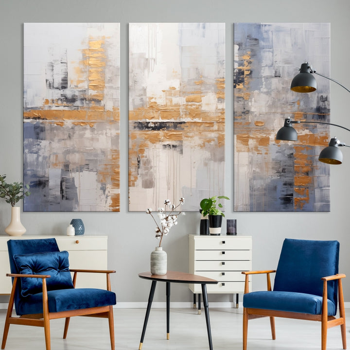 The Beige Modern Large Abstract Wall Art Canvas Print in neutral tones features a UV-protective coating for enduring elegance.