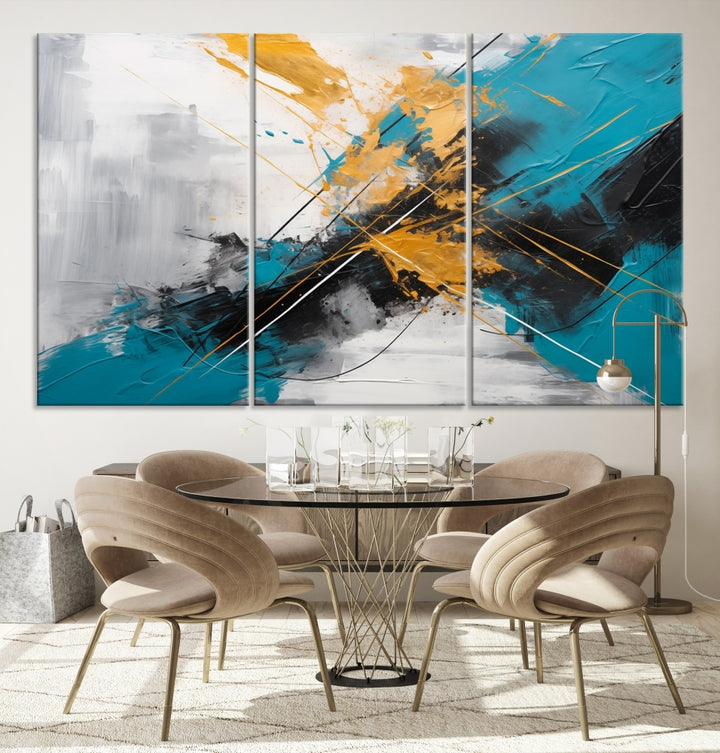 Turquoise Orange Abstract Wall Art Canvas Print