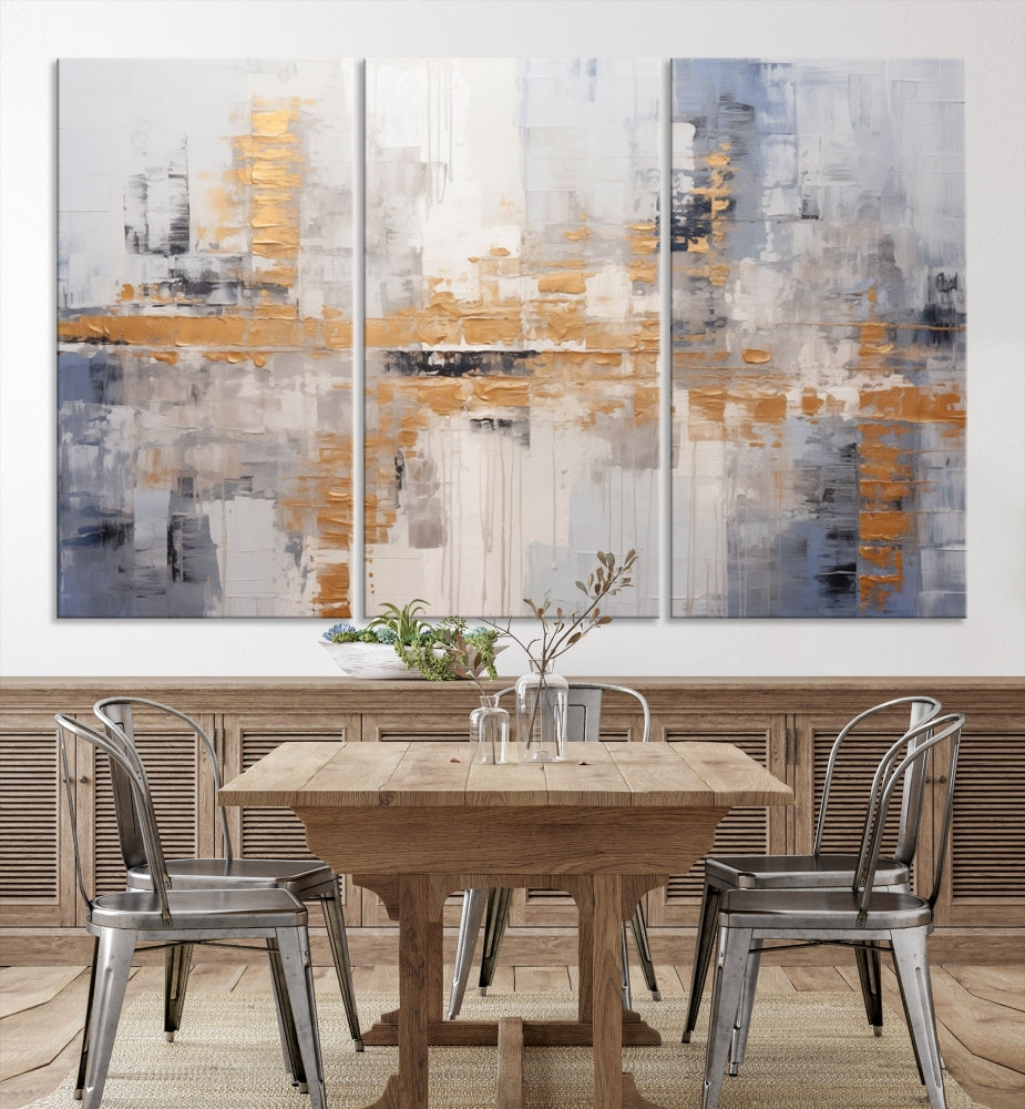 The Beige Modern Large Abstract Wall Art Canvas Print in neutral tones features a UV-protective coating for enduring elegance.