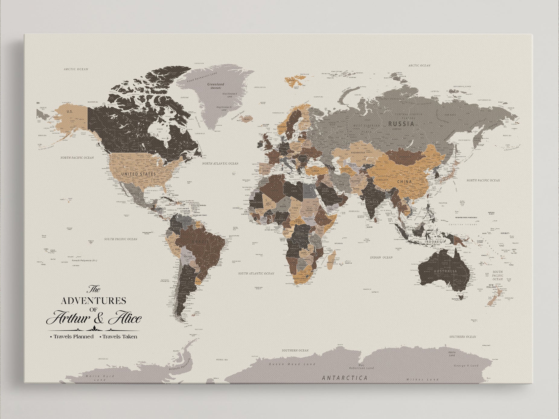 -Personalized Push Pin World Map Canvas – Custom Framed Travel Tracker Wall Art, Large Adventure Map with Pins for Home, Office