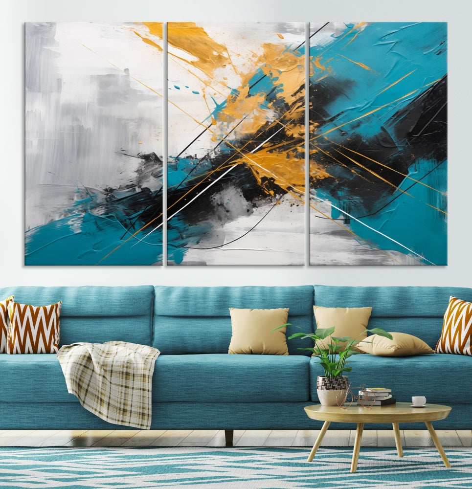 Turquoise Orange Abstract Wall Art Canvas Print