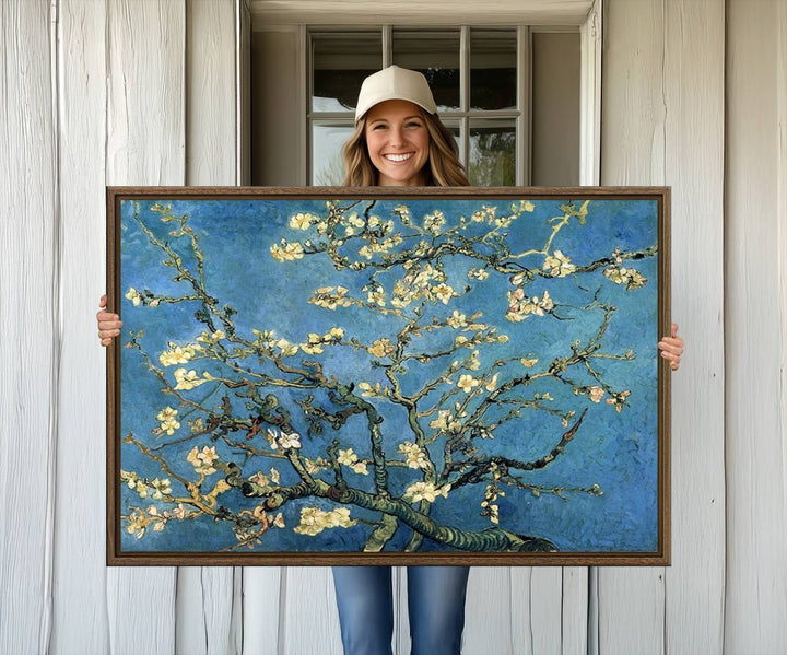 A Van Goghs Almond Blossom canvas print adds a touch of elegance to the wall.