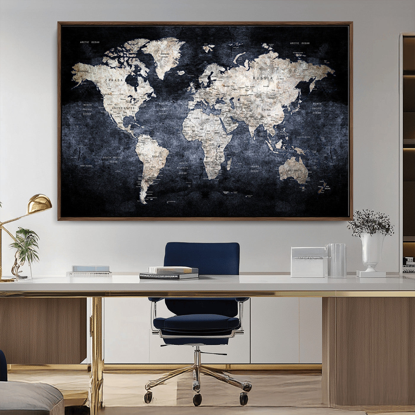 MGV-FC-36X24 - World Map Wall Art Canvas Print for Home and Office Decor