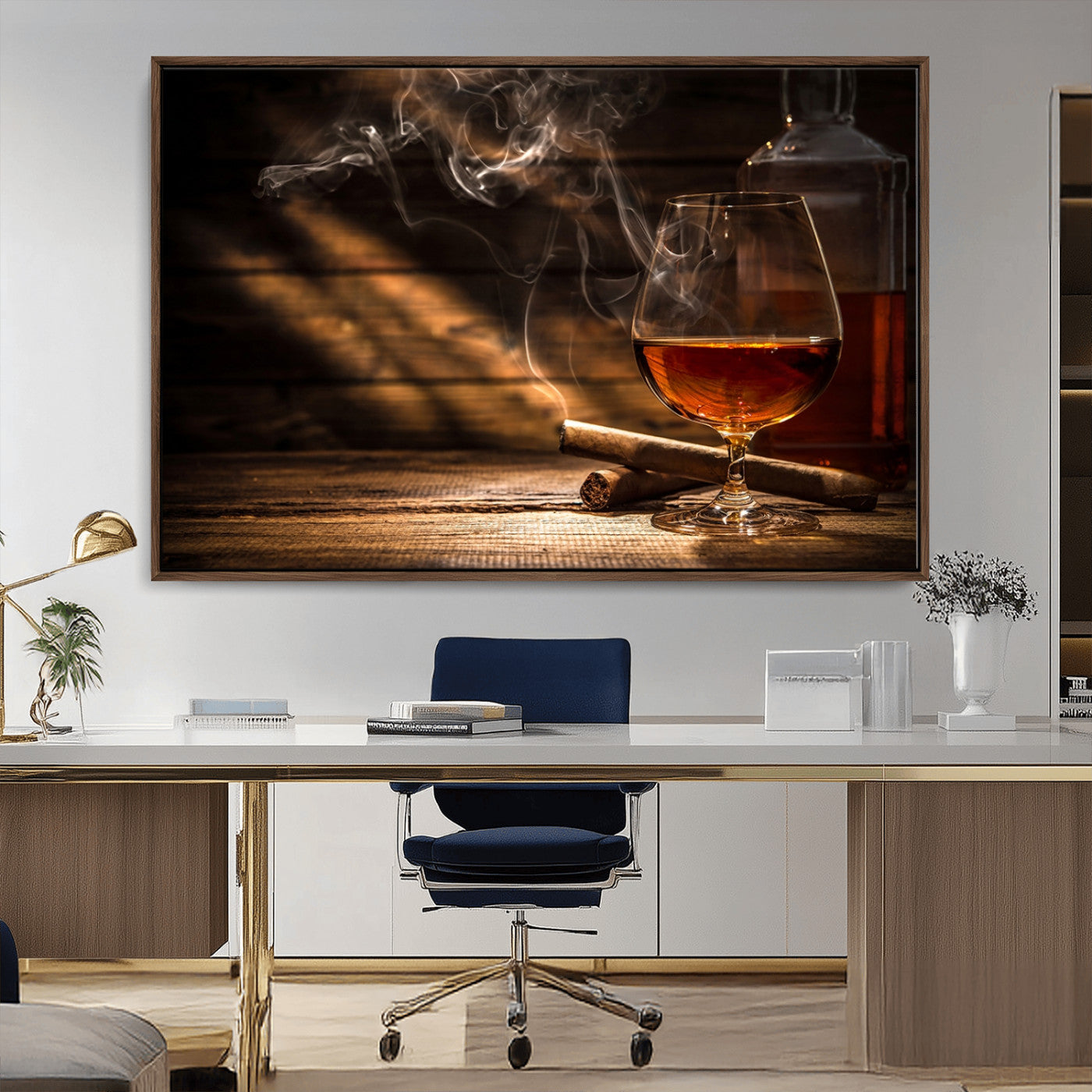 MGV-FC-36X24 - Whiskey and Cigar Wall Art Canvas Print