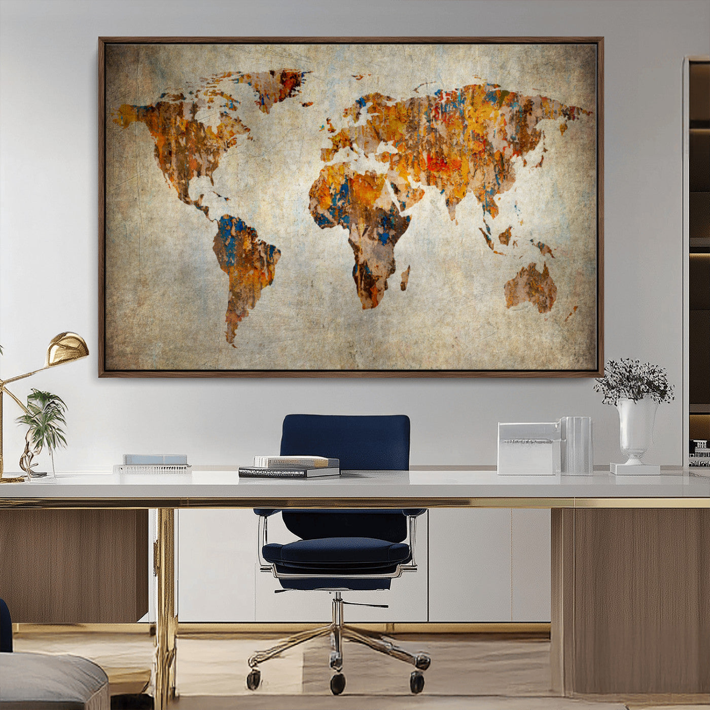 MGV-FC-36X24 - Push Pin World Map Canvas Print – Framed Wall Art for Couples to Track Their Travels – Anniversary