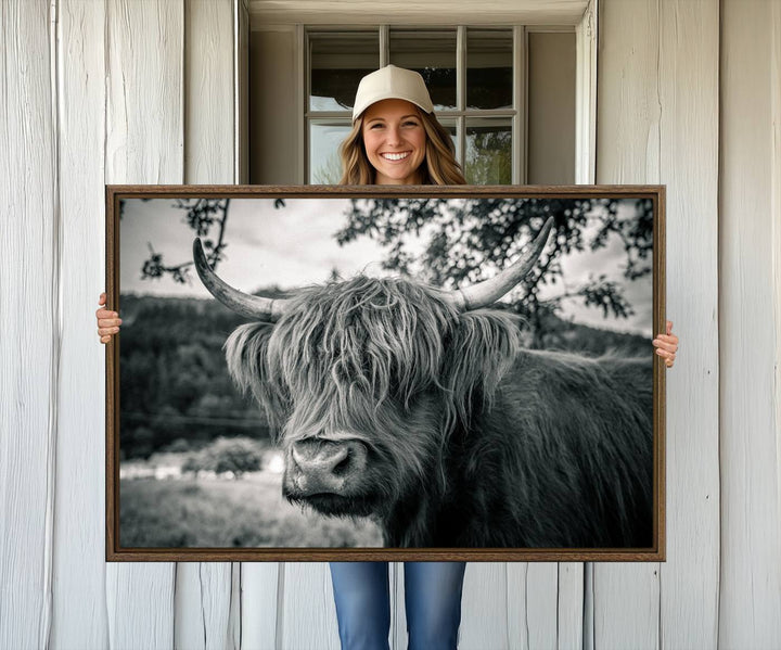 The Highland Cow Wall Art Canvas Print is displayed.