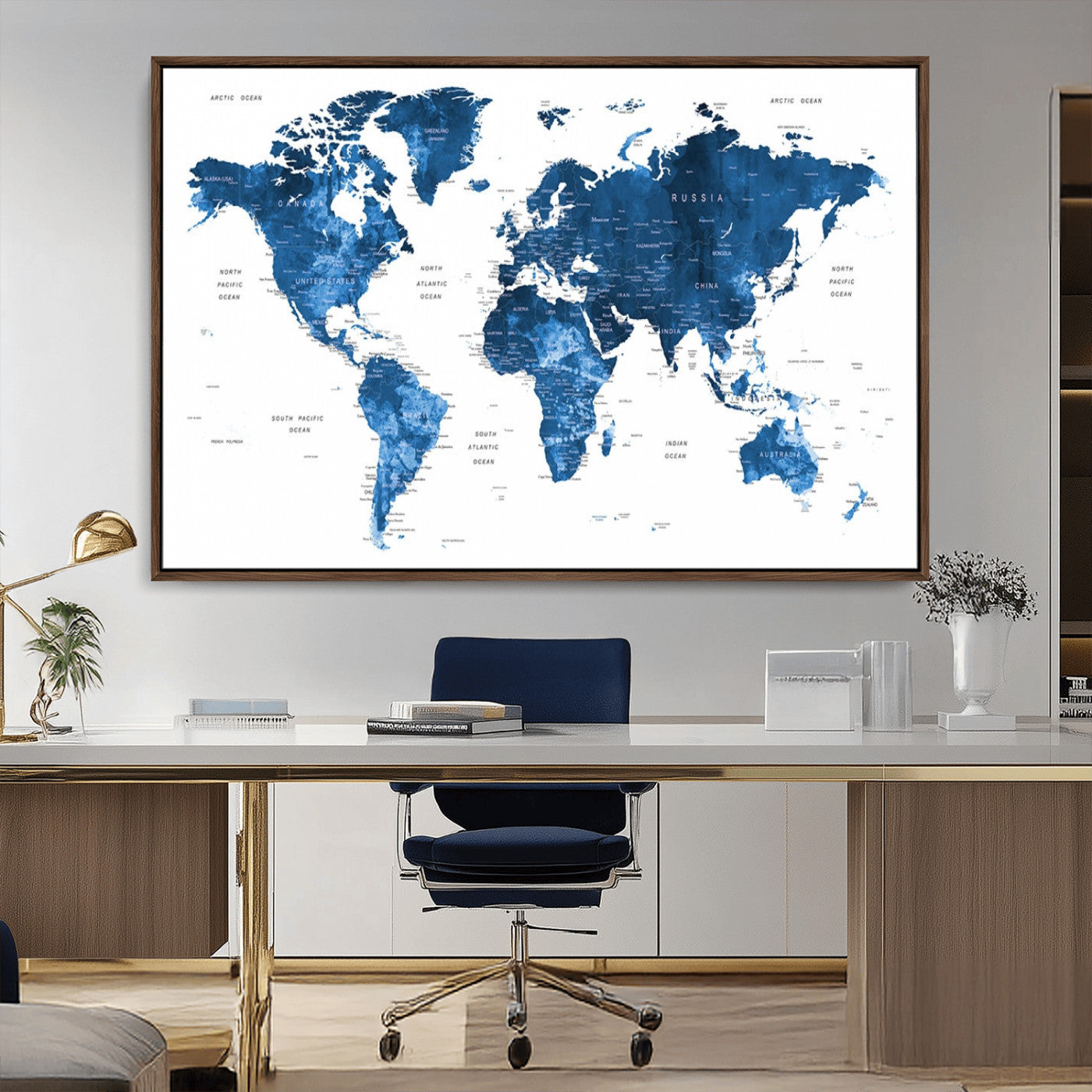 MGV-FC-36X24 - Push Pin World Map Canvas Print – Framed Wall Art for Couples to Track Their Travels – Anniversary