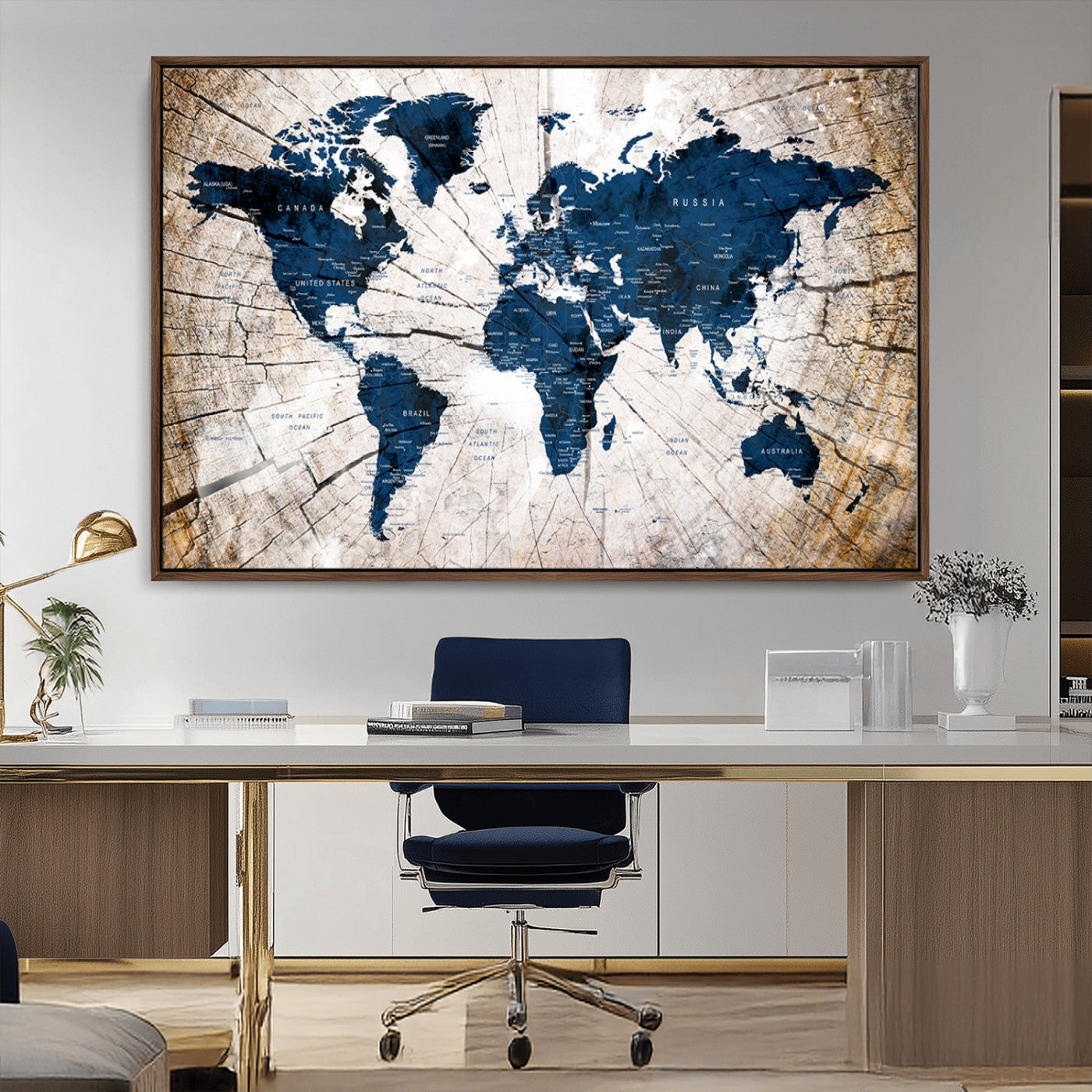 MGV-FC-36X24 - Push Pin World Map Canvas Print – Framed Wall Art for Couples to Track Their Travels – Anniversary