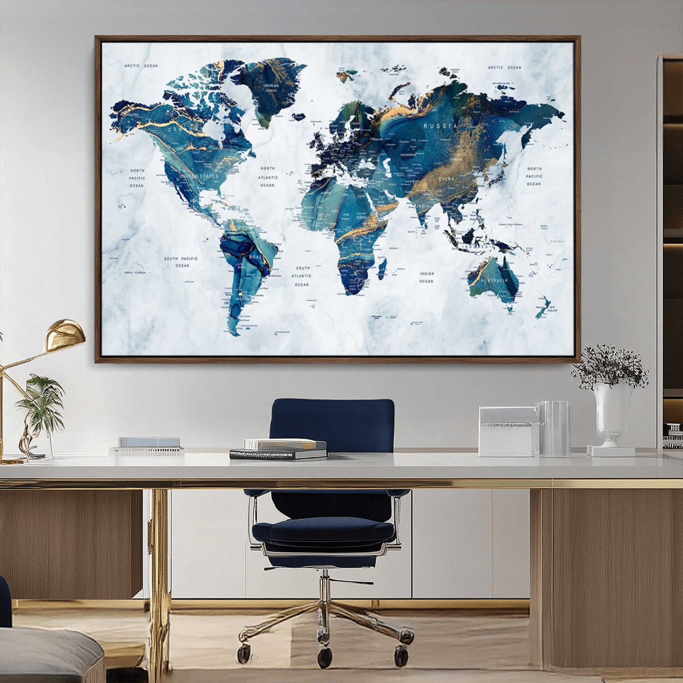 MGV-FC-36X24 - Push Pin World Map Canvas Print – Framed Wall Art for Couples to Track Their Travels – Anniversary