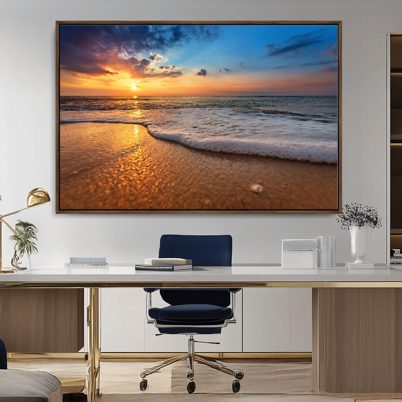 MGV-FC-36X24 - Sunset and Beach at Night Wall Art Canvas Print