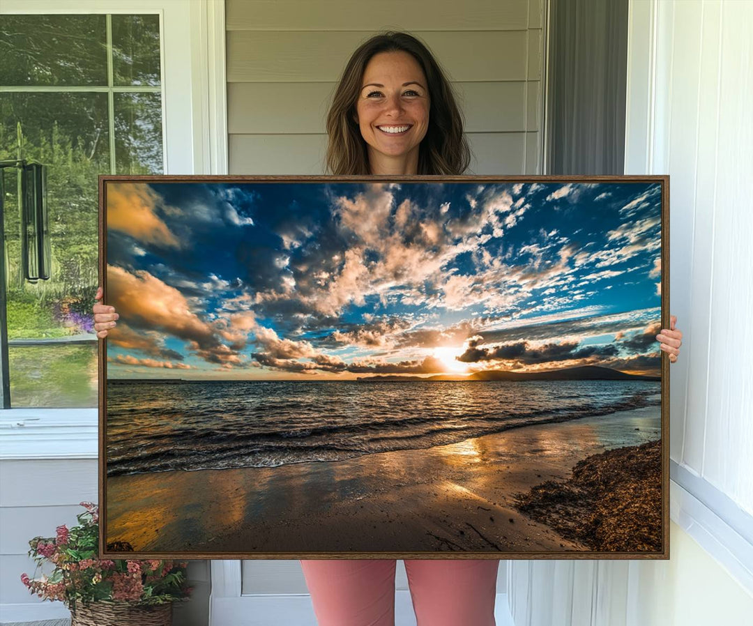 Beach Wall Art - Ocean Sunset Canvas.