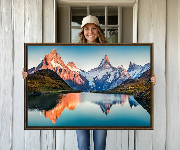 Landscape Mountain and Lake View Wall Art Canvas Print.