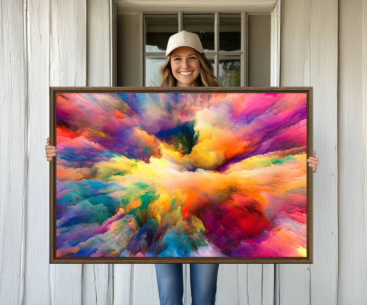 Blazing Vibrant Colors Cloud-like Wall Art Canvas Print adds flair to the space.