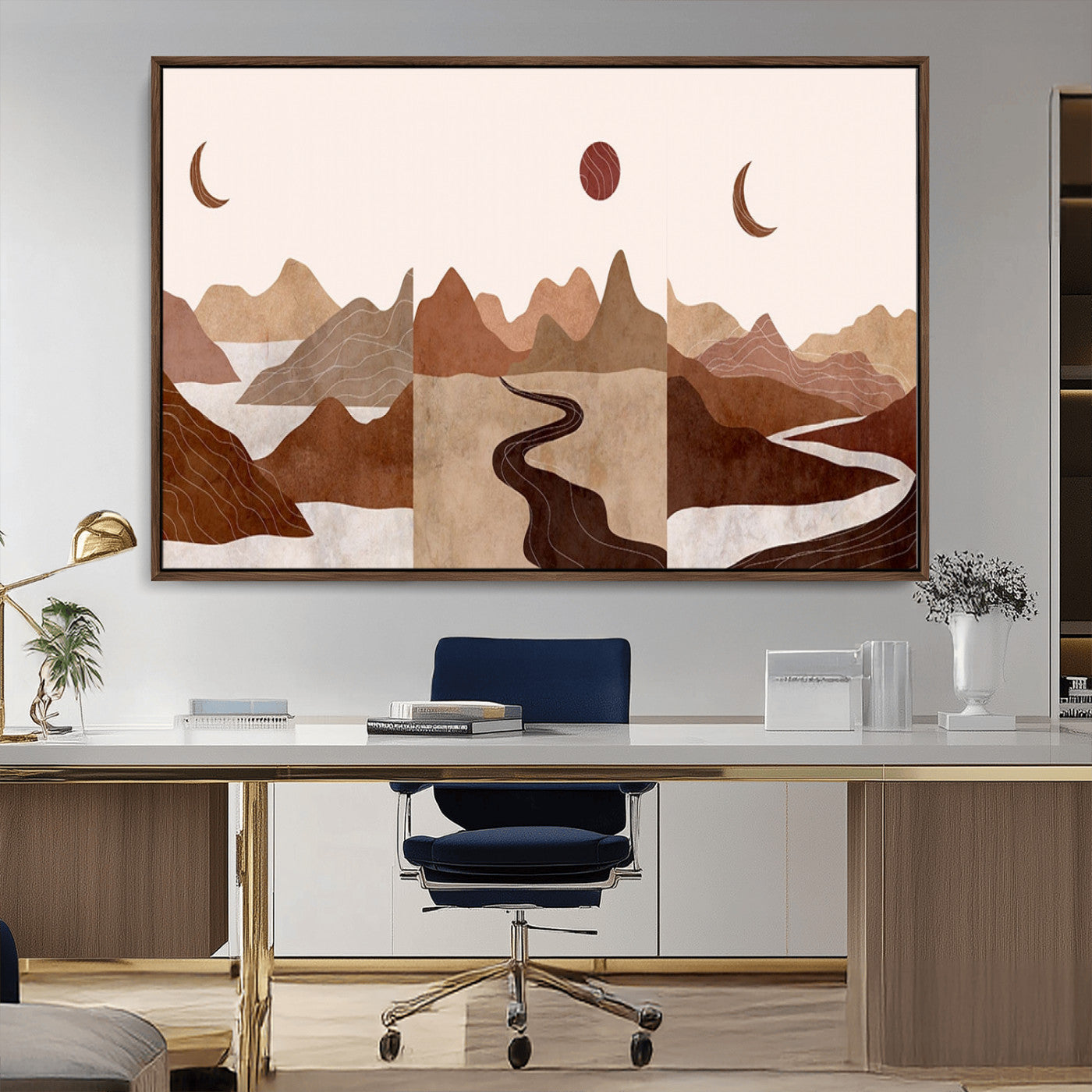 MGV-FC-36X24 - Boho Wall Art Canvas Print Set Mid-Century Prints Bohemian Wall Artwork Prints Boho Neutral