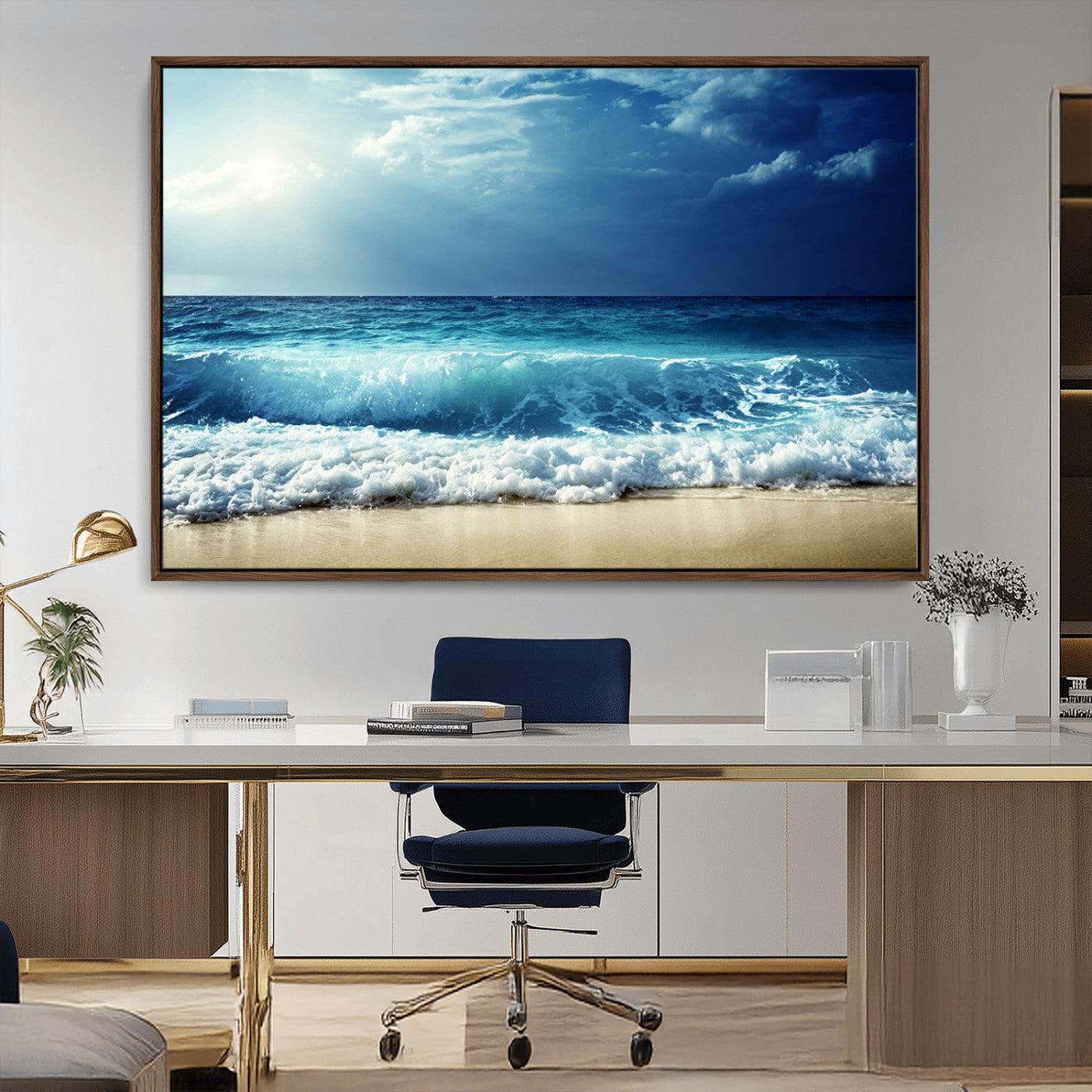 MGV-FC-36X24 - Majestic Ocean Wave Wall Art Canvas | 3 Panel Large Seascape Print for Living Room, Bedroom, Office Decor, Ready to Hang