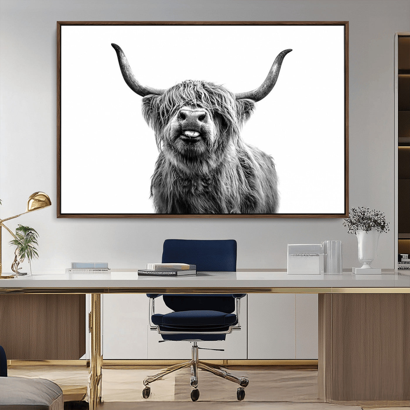 MGV-FC-36X24 - Fanny Scottish Highland Cow Cattle Art Print Farmhouse Wall Art Canvas Print