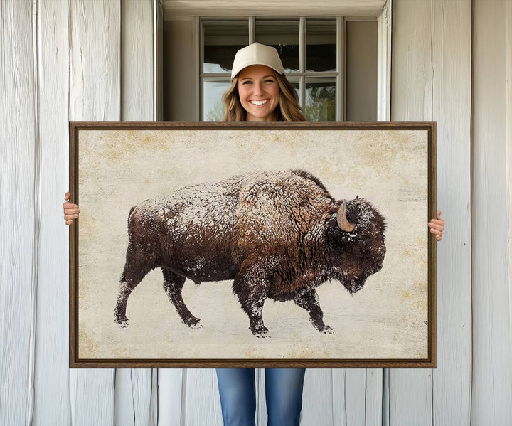 Buffalo Wall Art above a sideboard.