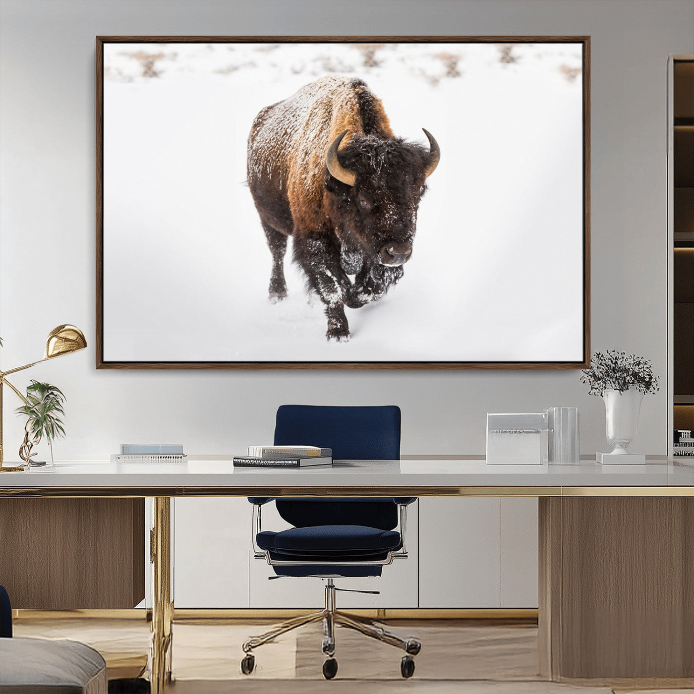 MGV-FC-36X24 - Bison Winter Wall Art Canvas Print For Farmhouse Decor
