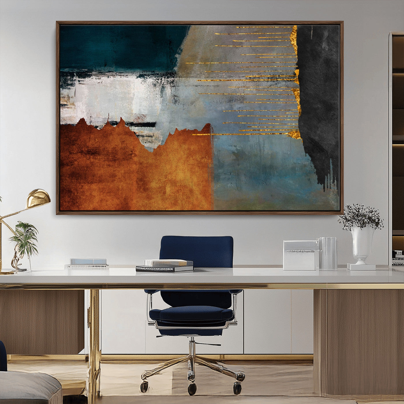 MGV-FC-36X24 - Modern Abstract Canvas Art Canvas Print - Framed and Ready to Hang Artwork for Contemporary Living Room or Office Decor